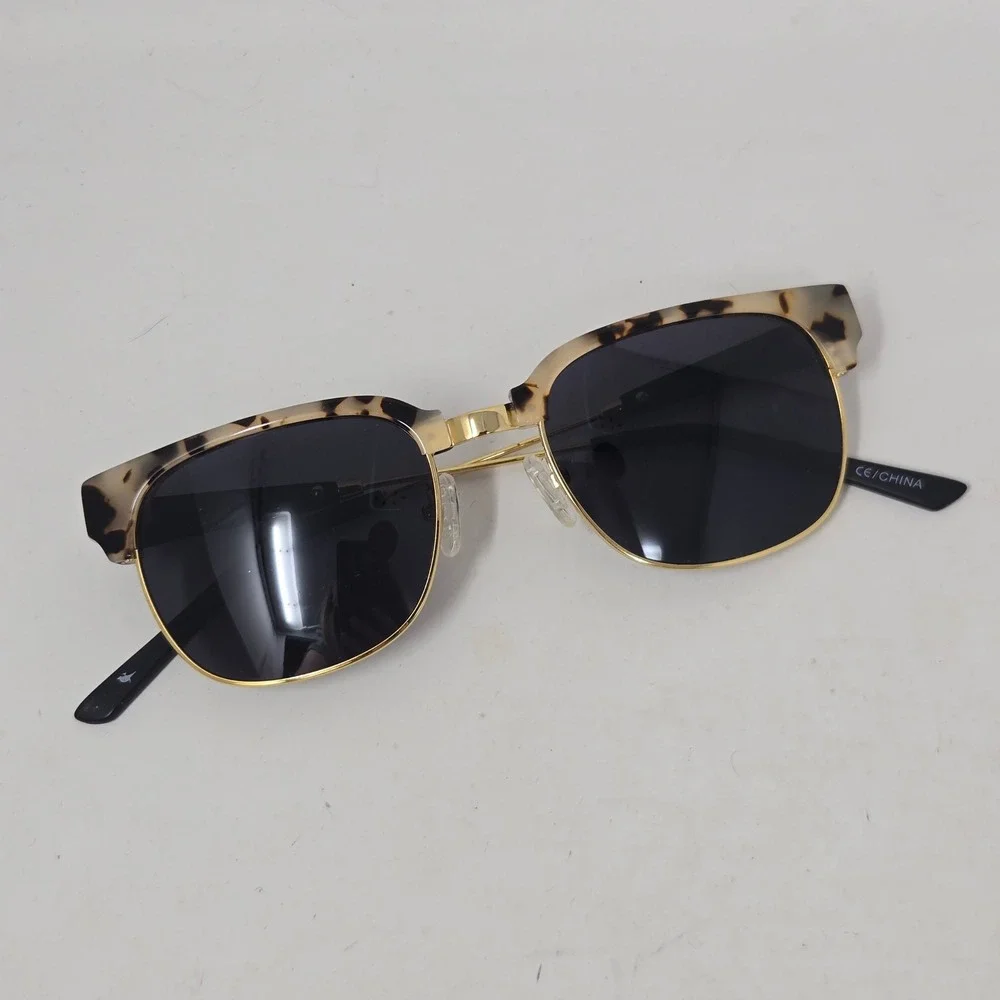 Proof Sawtooth Sunglasses Tortoise Gold Browline Clubmaster Style Women Mens
